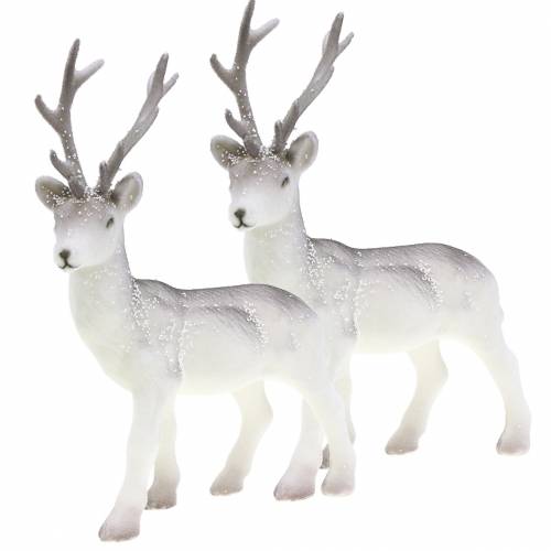Artikel Deco hert gevlokt/gesneeuwd 27,5cm 2 st