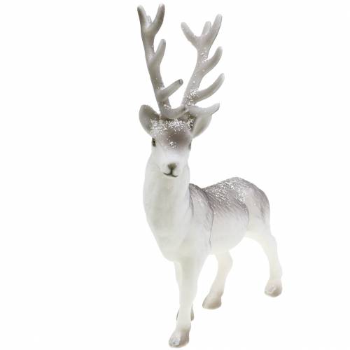 Floristik24 Decoratief hert gevlokt/gesneeuwd 39cm