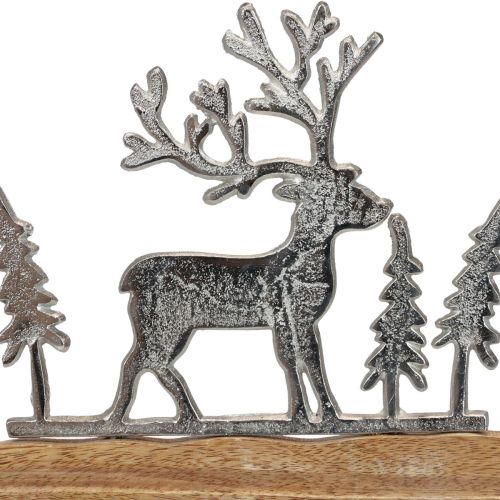 Artikel Hert decoratie ring decoratie standaard metaal hout zilver Ø38cm