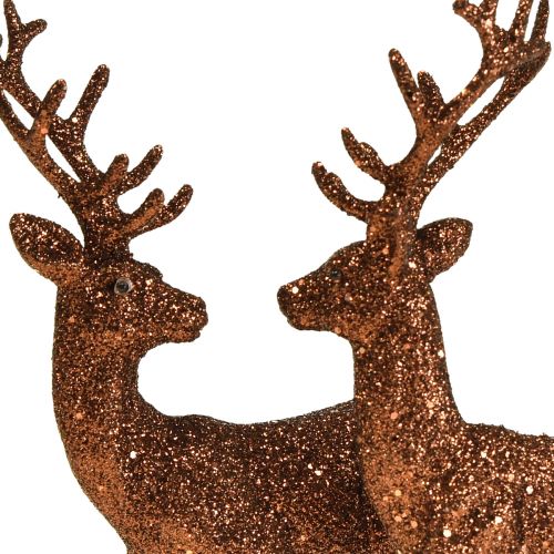 Artikel Hert deco rendier koper glitter kalf deco figuur H20,5cm set van 2