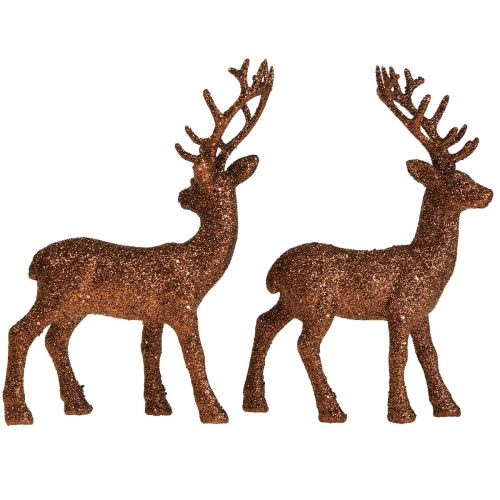 Floristik24 Hert deco rendier koper glitter kalf deco figuur H20,5cm set van 2