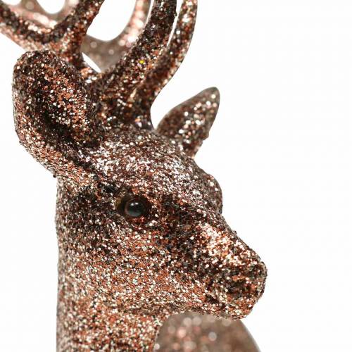Floristik24 Decoratief hert glitter koper 14cm 4st