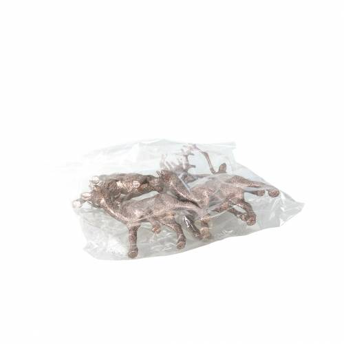 Floristik24 Decoratief hert glitter koper 14cm 4st