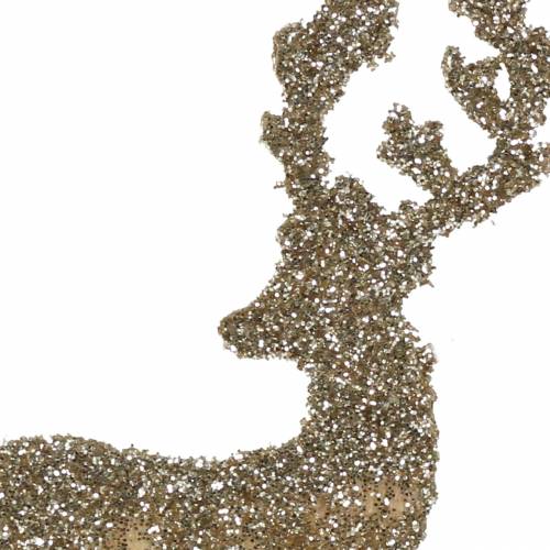 Artikel Decoratieve plug hert glitter goud assorti 8/10cm 18 st