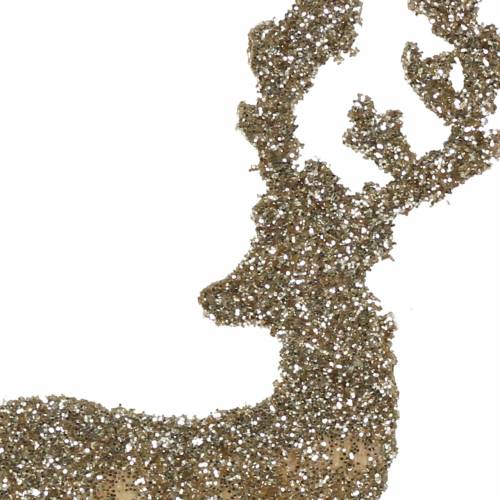 Artikel Decoratie plug hert glitter goud gesorteerd 8/10cm 18st