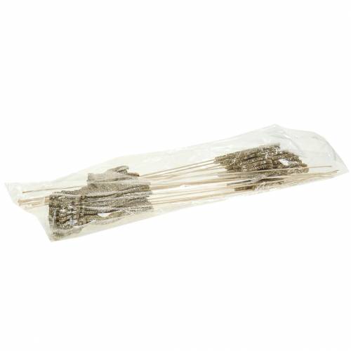 Artikel Decoratieve plug hert glitter goud assorti 8/10cm 18 st