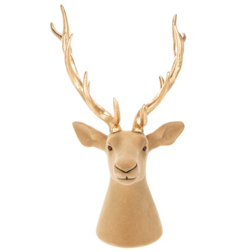 Decoratieve sculptuur van een hertenkop met groot gewei, 52 cm. | Floristik24.nl