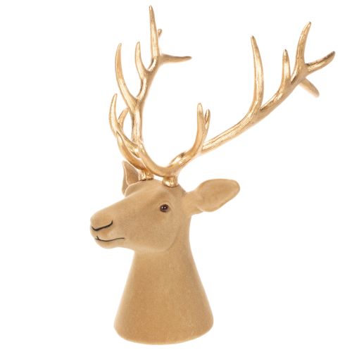 Decoratieve sculptuur van een hertenkop met groot gewei, 52 cm. | Floristik24.nl