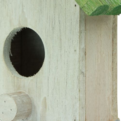 Artikel Hangdecoratie vogelhuisje hout groen wit 14,5×7,5×17,5cm