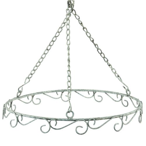 Floristik24 Hangdecoratie metalen sierring wit shabby chic Ø30cm H30cm