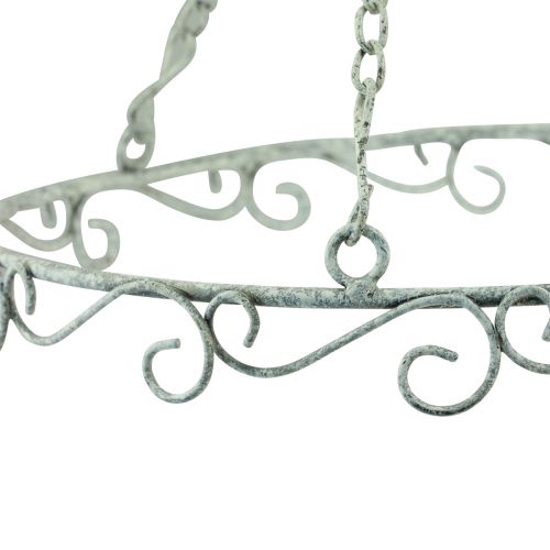 Floristik24 Hangdecoratie metalen sierring wit shabby chic Ø30cm H30cm
