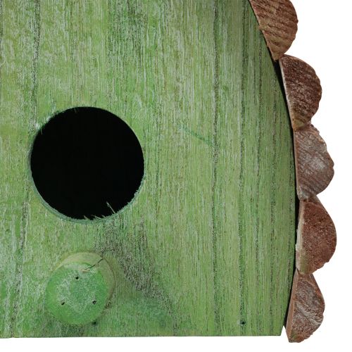 Artikel Hangdecoratie vogelhuisje met rond dak hout groen bruin 16,5×10×17cm