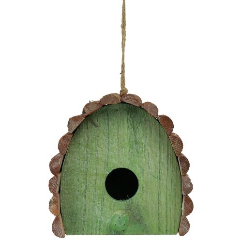 Artikel Hangdecoratie vogelhuisje met rond dak hout groen bruin 16,5×10×17cm