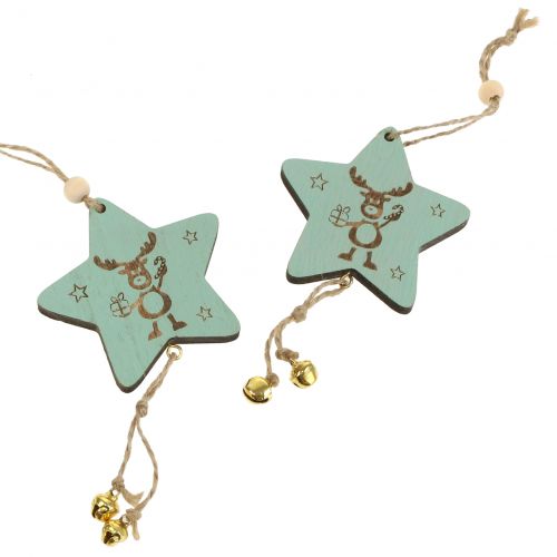 Floristik24 Hanger Ster Mint 7cm L20cm 12 st
