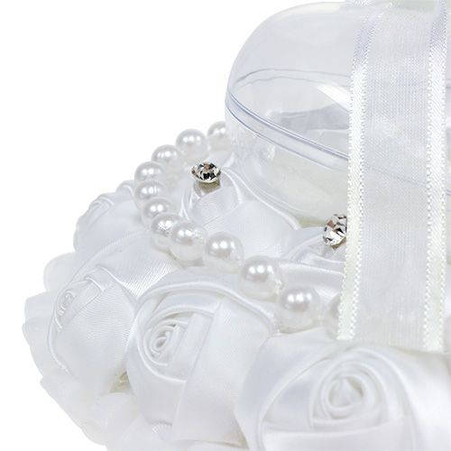 Floristik24 Trouwringkussen met ringhouder Wit 17cm x15cm