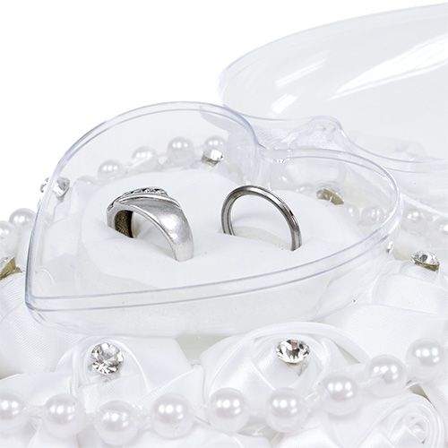 Floristik24 Trouwringkussen met ringhouder Wit 17cm x15cm