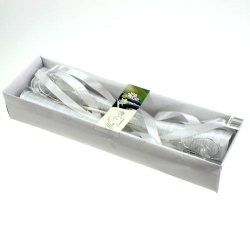 Floristik24 Satijnen zakje wit 40cm 3st