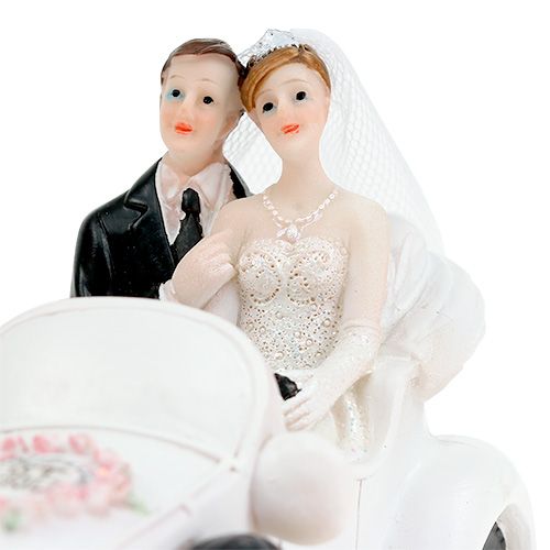 Artikel Bruidspaar bruid en bruidegom in een cabriolet 15 cm