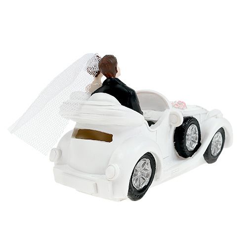 Floristik24 Bruidspaar bruid en bruidegom in een cabriolet 15 cm