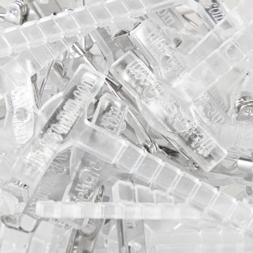 Artikel Bruiloft revers spelden transparant/zilver 5 cm 50 stuks
