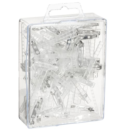 Artikel Bruiloft revers spelden transparant/zilver 5 cm 50 stuks
