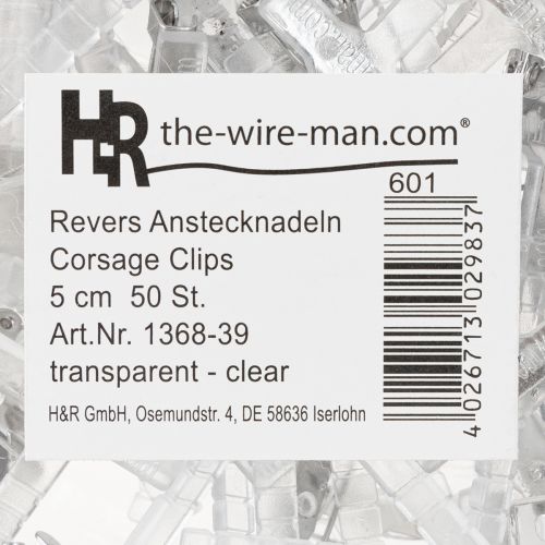 Artikel Bruiloft revers spelden transparant/zilver 5 cm 50 stuks