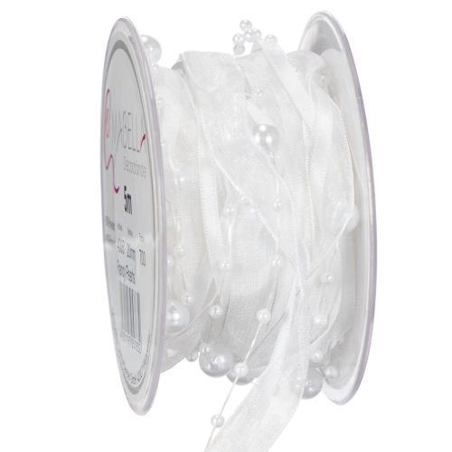 Floristik24 Trouwlint wit 20 mm 5 m