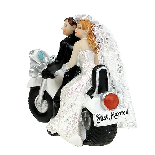 Floristik24 Trouwfiguur bruid en bruidegom op motor 9 cm