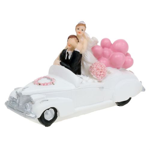 Floristik24 Bruidspaar bruid en bruidegom in de auto 16cm