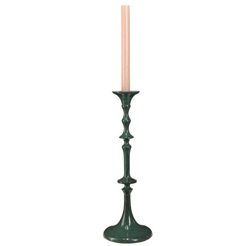 Artikel Hoge kandelaar metaal groene keramieklook H38cm