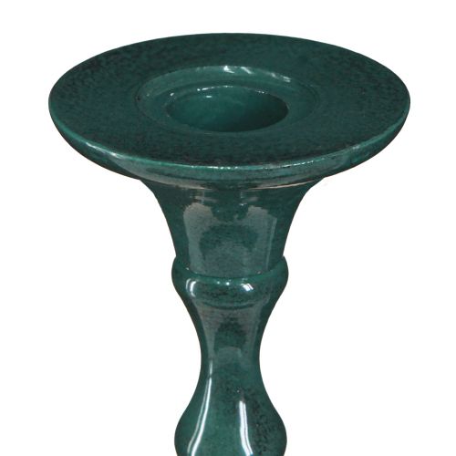 Artikel Hoge kandelaar metaal groene keramieklook H38cm