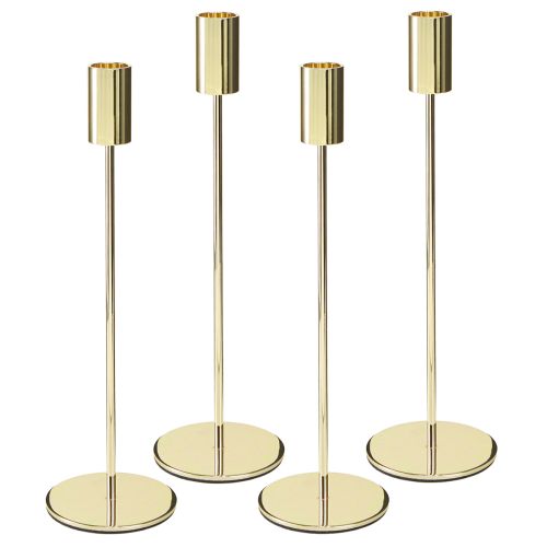 Artikel Hoge kaarsenhouder goudkleurige metalen kaarsenhouder 27,5 cm 4 stuks