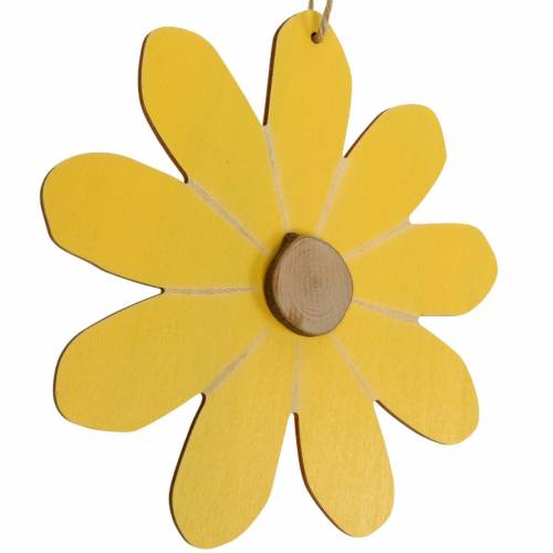 Artikel Houten bloemen om op te hangen, lentedecoratie, bloemen van hout geel en wit, zomerbloemen 8st