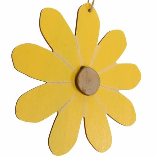 Floristik24 Houten bloemen om op te hangen, lentedecoratie, houten bloemen geel en wit, zomerbloemen 8 stuks
