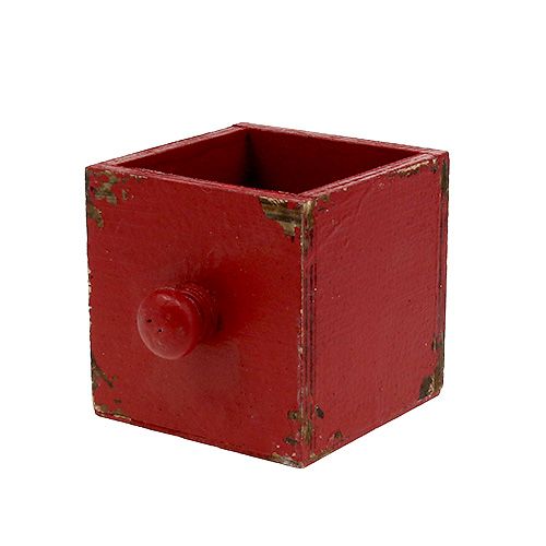 Floristik24 Houten doos, lade rood 9x9x9cm 1p