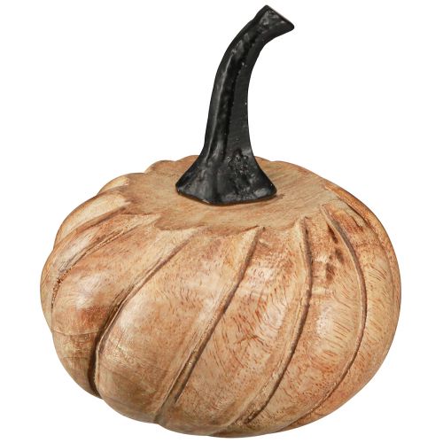 Artikel Houten pompoen met metalen handvat naturel zwart Ø12cm H13cm