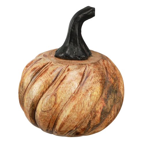 Artikel Houten pompoen met metalen handvat naturel zwart Ø9,5cm H11cm
