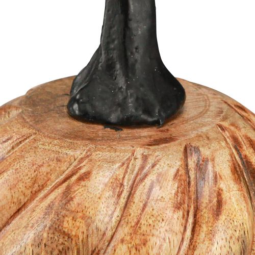 Artikel Houten pompoen met metalen handvat naturel zwart Ø9,5cm H11cm