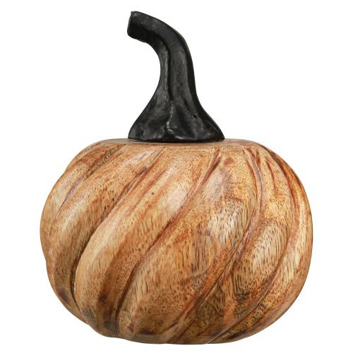 Artikel Houten pompoen met metalen handvat naturel zwart Ø9,5cm H11cm