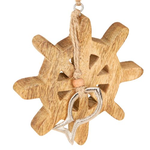 Artikel Houten stuurwiel decoratie metalen vis hanger Ø12cm 3 stuks