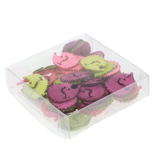 Floristik24 Egelfiguren houten strooidecoratie mix kleurrijk 4cm 72 st