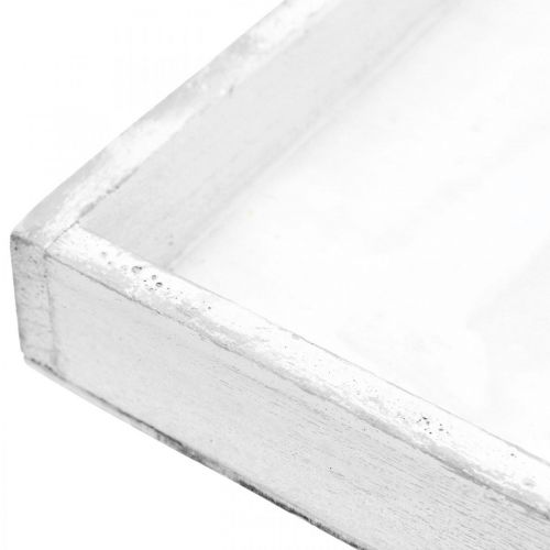 Floristik24 Decoratief dienblad wit vierkant houten dienblad shabby chic 24,5×24,5cm