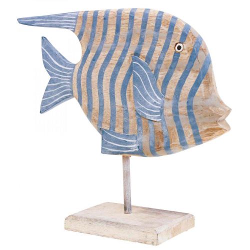 Floristik24 Houten vis deco large, gestreepte deco vis staand H30cm