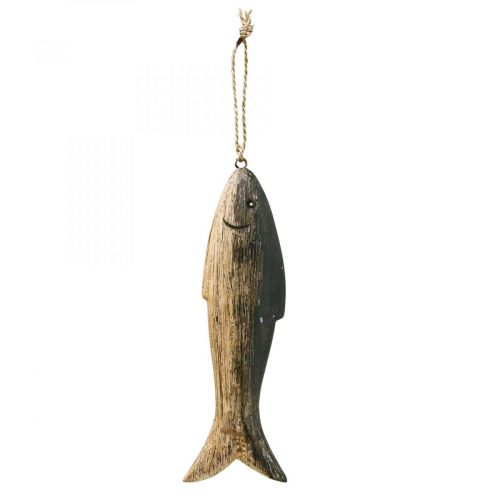 Houten visdecoratie groot, vishanger hout 29,5cm