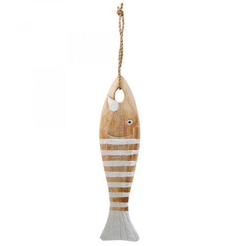 Houten visdecoratie maritieme vishanger hout 28,5cm