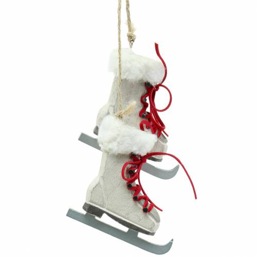 Floristik24 Houten schaats wit om op te hangen 8cm 3st