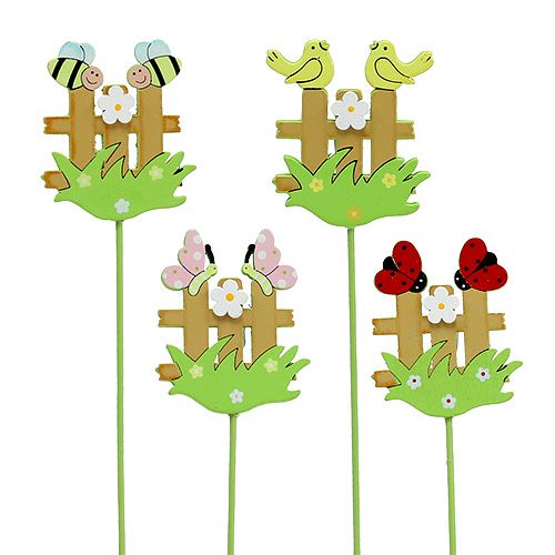 Floristik24 Houten plughek met dieren 6.5cm sort. 12 stuks