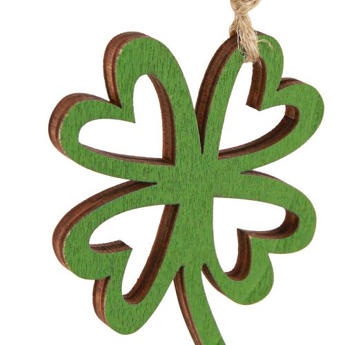 Artikel Houten hanger Oudjaarsavond klaverblad gekleurd 5x0,5x8cm 12 st