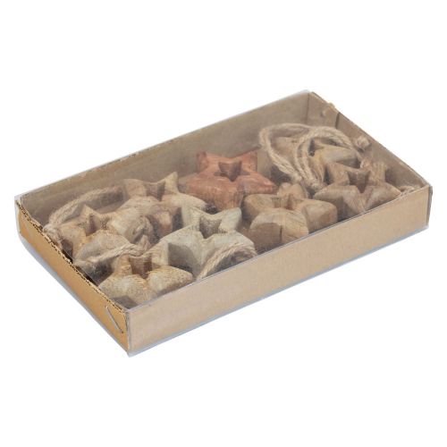 Artikel Houten hangers houten sterren natuurlijke kerstboomversiering Ø4,5cm 8 stuks