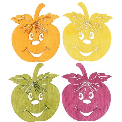 Artikel Streudeko lachende appel, herfst, tafeldecoratie, krabappel oranje, geel, groen, roze H3.5cm B4cm 72st